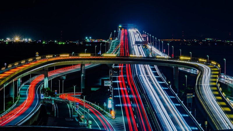 transportation, traffic, built structure, asia, overpass, connection, bridge - man made structure, city life, expressway, modern, race track, road, man-made island