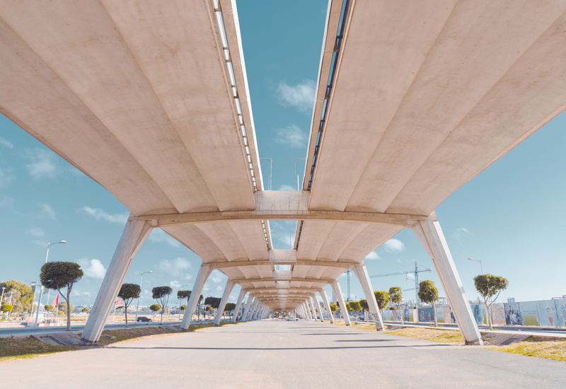 angle, rabat, transportation, built structure, plant, urban, arecaceae, connection, morocco, elevated road, canopy, low, photo, sky, 4K, architectural column