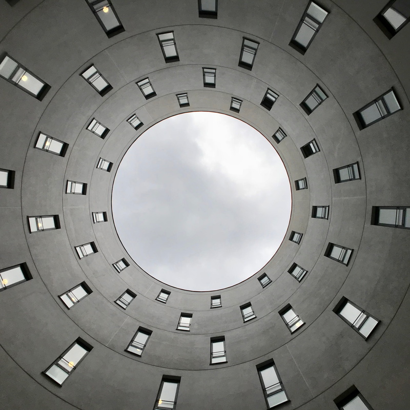 pattern, gray, low angle view, work, directly below, building, nokium, geometric shape, siemen, electrical equipment, building exterior, round, shape, geometric