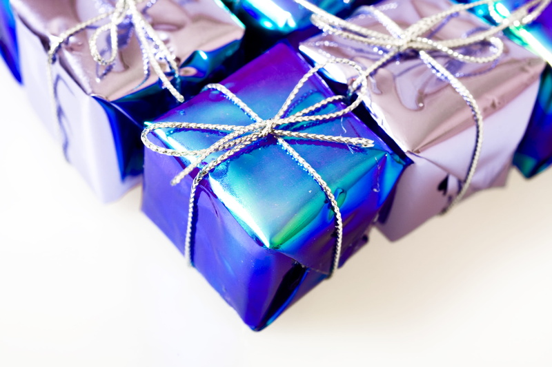 isolated, christmas, wrapped, jewelry, box, decoration, box - container, wrapping paper, bow, 4K, ribbon - sewing item, package, blue, anniversary, close-up