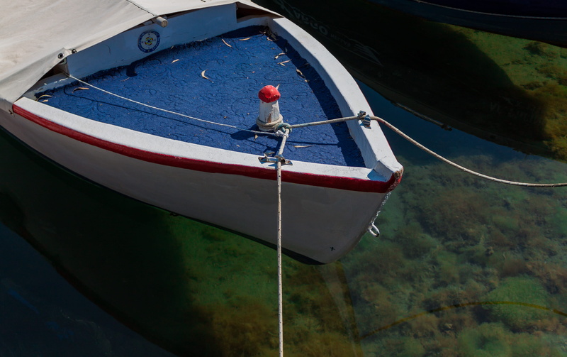 fishing boat, one person, men, pier, white, anchored, full length, weathered, summer, paint, photography, high angle view, mature men, day, nautical vessel