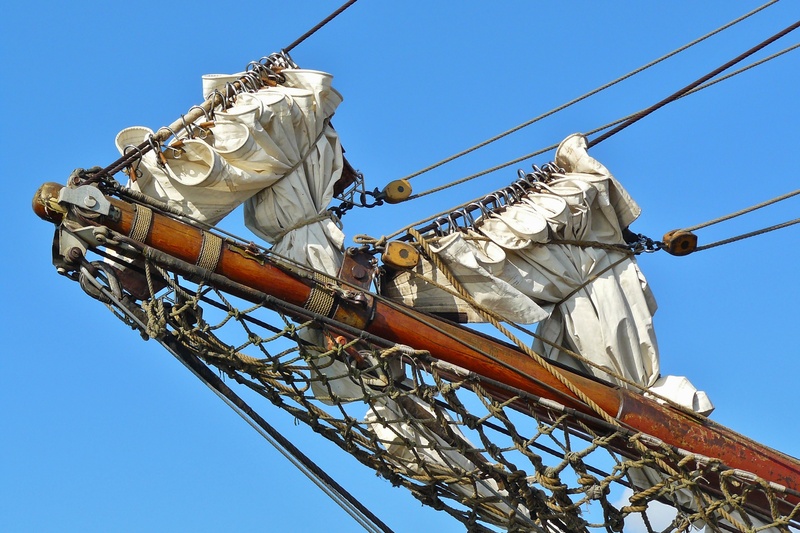 architecture, twisted ropes, day, clear sky, rigging, sunny, brown, cable, photo, germany, metal, bug mast sail, rope, sailing vessel, abgetakelt, mast