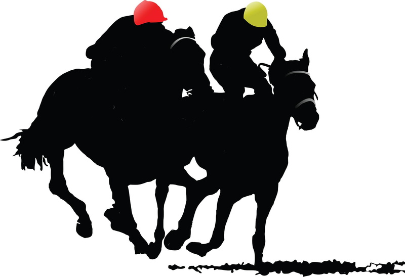 silouette, silhouette, racing, two, horse, gallop, animals, 1080P