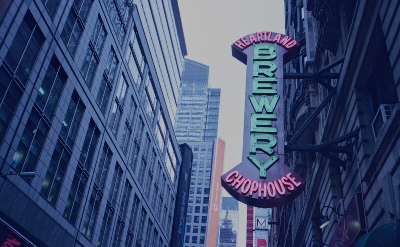 new, Manhattan, western script, built structure, new york, text, commercial sign, road, building, olympus, office building exterior, newyork, illuminated