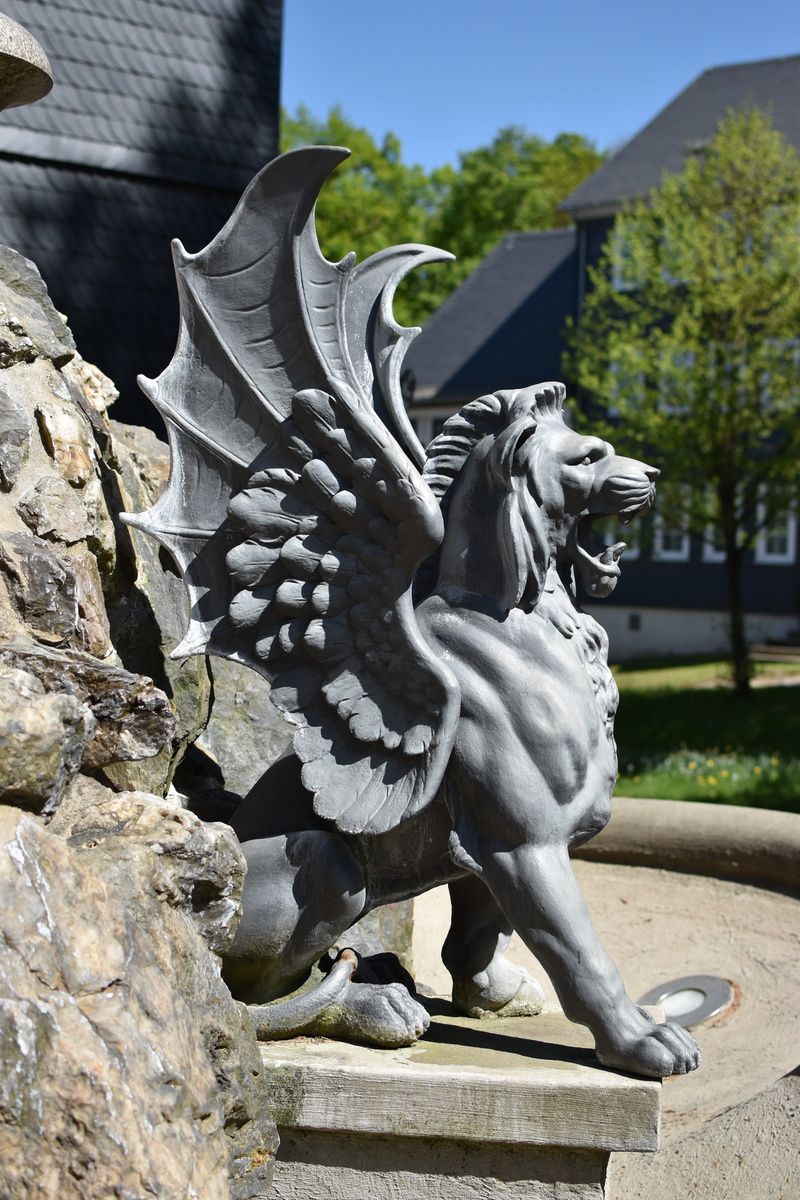 creativity, focus on foreground, close-up, human representation, representation, sunlight, outdoors, angel, no people, nature, art and craft, prince-carl-günther-fountain