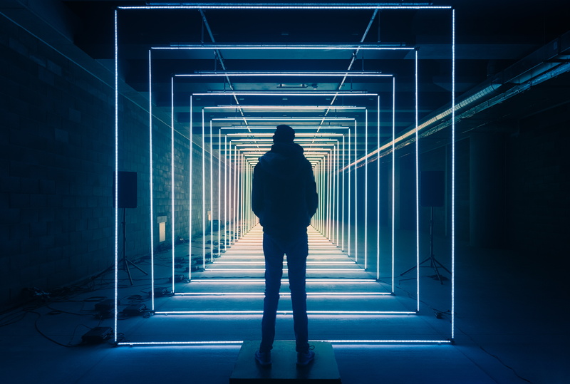 8K, Canary Wharf, man, light, Wavelength, LED lights, blue, 4K, 5K