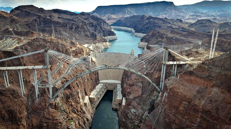 hoover dam bypass, travel, nevada, 1080P, bridge, day, no people, arch bridge, bridge - man made structure, black canyon, hoover dam, river, outdoors