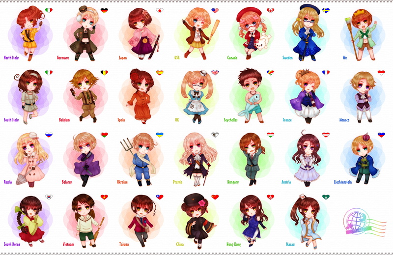 axis, 2K, chibi, nyotalia, hetalia, powers