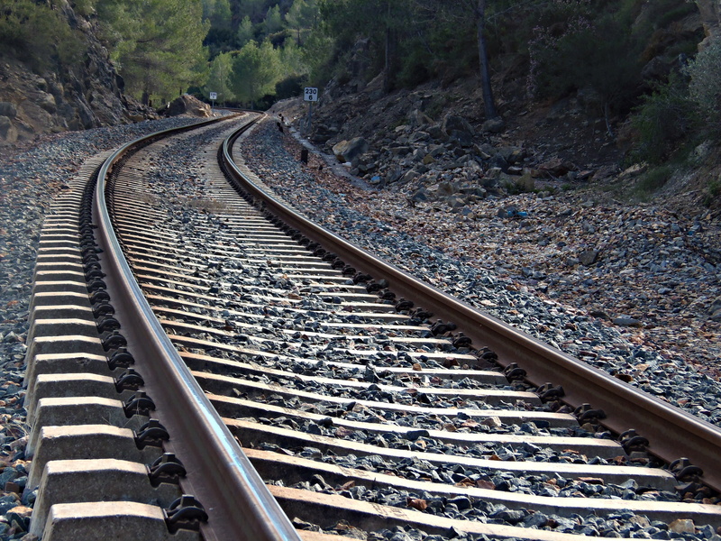 railroad tie, connection, train tracks, silence, track, high angle view, railroad track, direction, destination, traveling, outdoors, railway, gravel, parallel