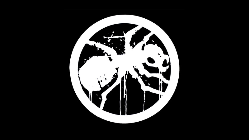 1080P, no people, The Prodigy, indoors, circle, geometric shape, clock, still life, minimalism, black background, logo, copy space, cut out, ants, communication