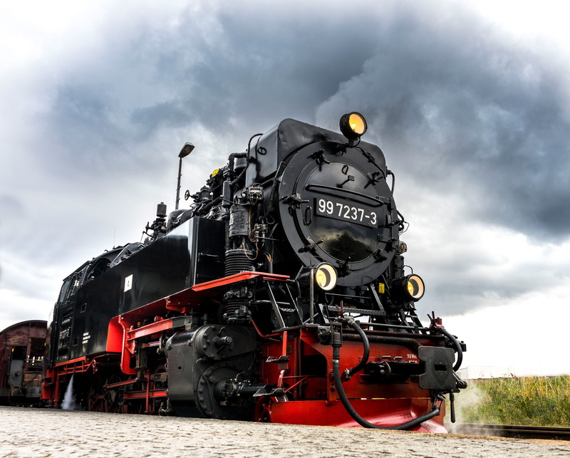 low angle view, under steam, oldtimer, public transportation, narrow gauge, day, mode of transportation, transportation, loco, steam locomotive, railroad track