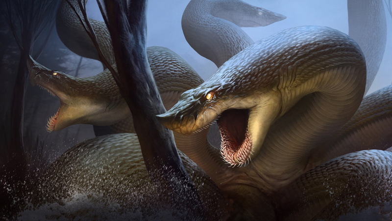 1080P, in Greek mythology, the daughter of Typhon and Echidna, Hydra, snake-like monster with poisonous breath, water snake, RJ Palmer, Lernaean Hydra