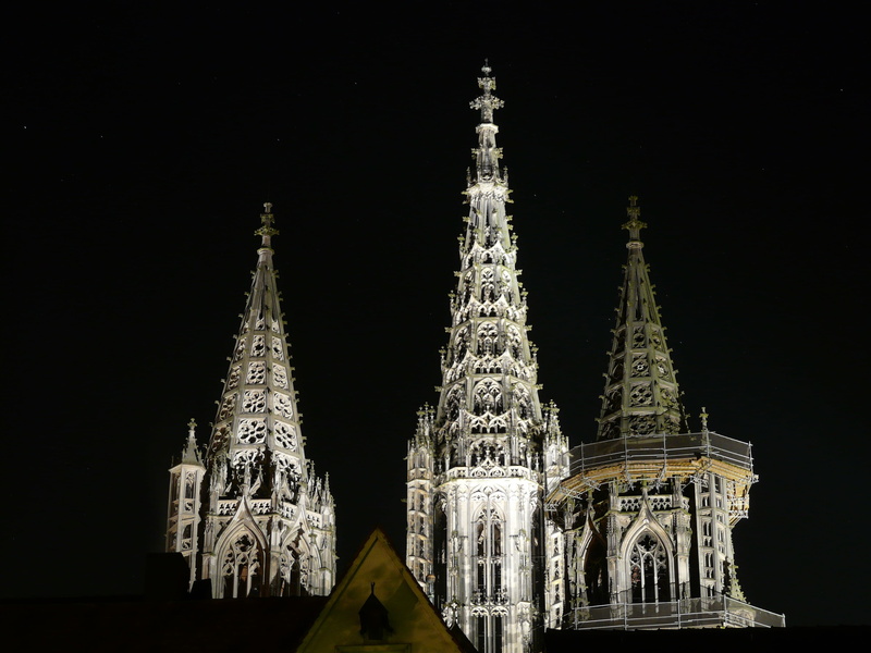 night photograph, religion, spires, church, dom, ulm, night, belief, münster, building exterior, 2K, architecture, no people, sky, place of worship, tourism