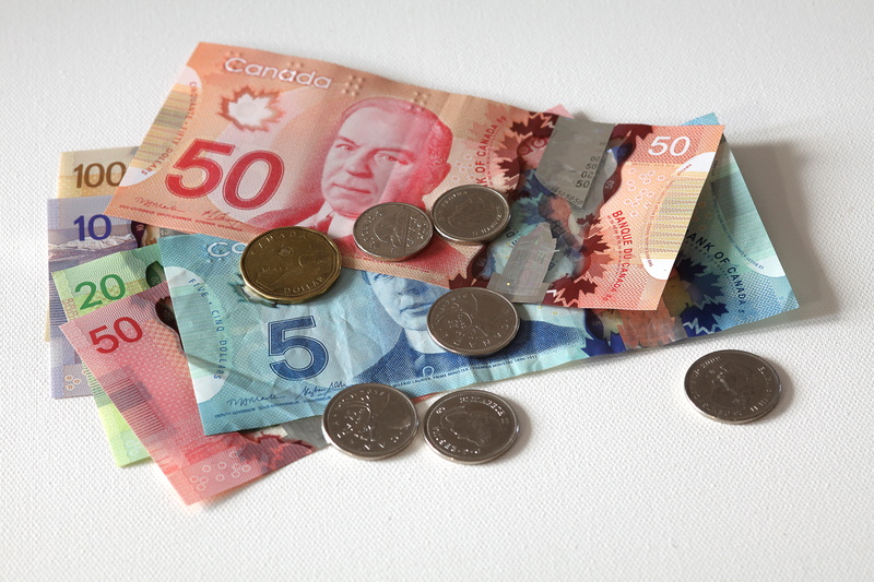 seem, coins, multi colored, canada, wealth, no people, savings, business, 5K, finance, currency, table, dollar, high angle view, close-up, number, paper