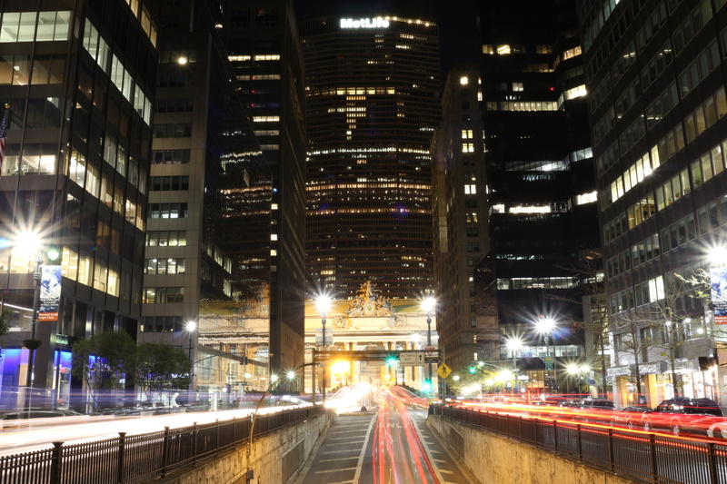 night, cityscape, street, New York City, 5K, Grand Central Station, long exposure