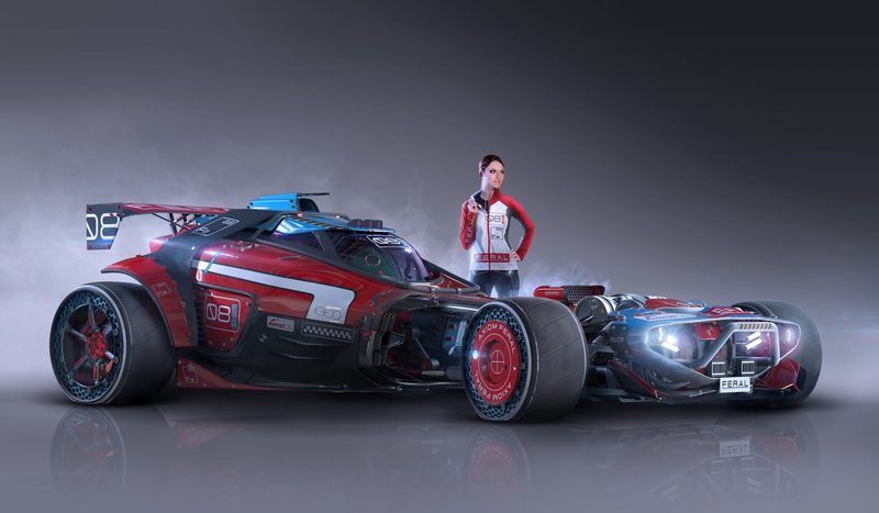 1080P, girl, car, Igor Sobolevsky, Axiom Feral Racer