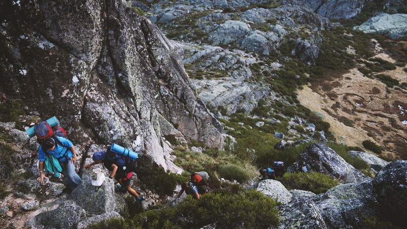 rock, rock - object, women, trees, hiking, 4K, leisure activity, activity, man, healthy lifestyle, rock climbing, extreme sports, back pack, men, beauty in nature