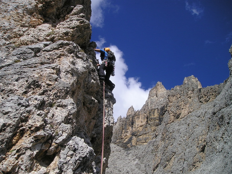 mountain Climbing, mountains, high, top, people, alpine, scenics, sport, landscape, rock - Object, full length, piz ciavazes, dolomites, nature, rock, risk