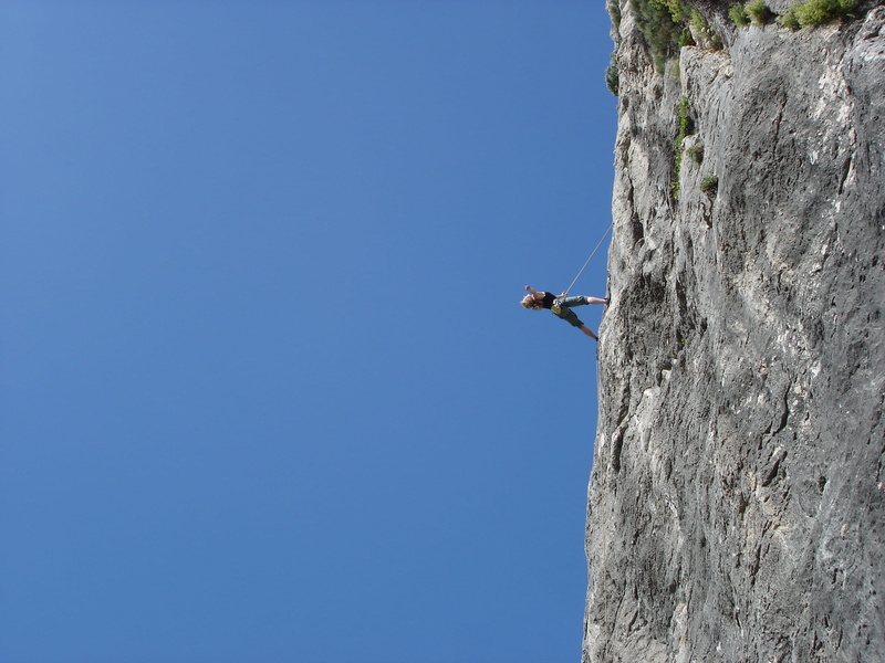 2K, sport climbing, extreme sports, black top, sky, risk, climbing equipment, grey, adventure, rock climbing, mallorca, effort, dom, copy space, climb