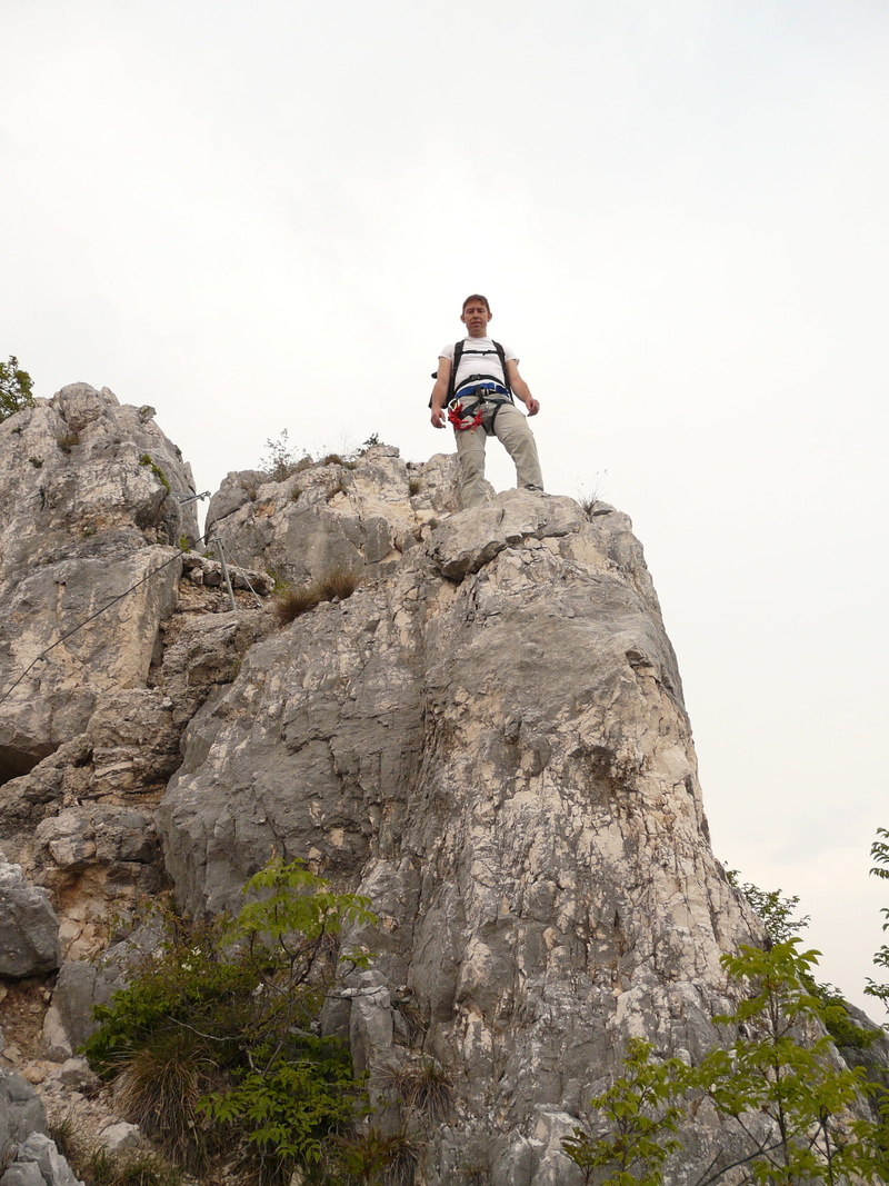 climbing platform system, senter dei bech, hiking, rope, rock - Object, climbing route, person, exposed, standing, sport, italy, wanderer, nature, one Person