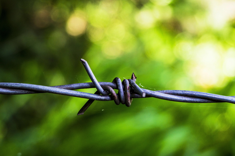 warning sign, protection, Metal, focus on foreground, limit, boundary, sign, Fence, strength, prison, day, safety, twisted, caution, close, steel, risk