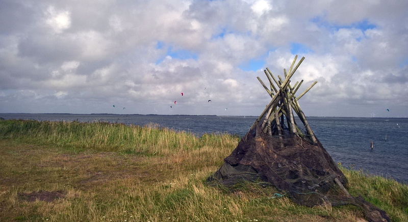 danish coast landscape, grass, plant, horizon over water, scenics - nature, denmark, nature, sky, beauty in nature, 2K, coast, fishing nets, horizon, cloud - sky