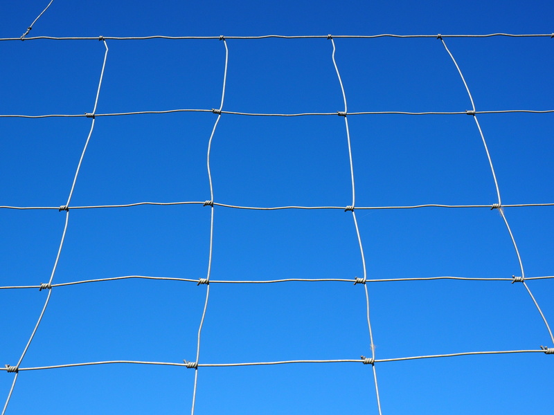no People, boundary, Mesh, full frame, repetition, demarcation, security, geometric shape, defense, outdoors, net - Sports Equipment, day, metal, Fence