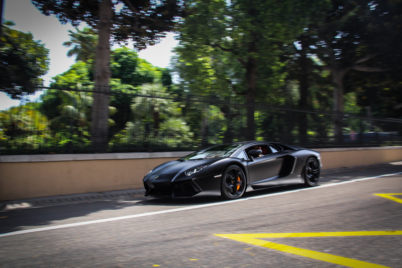 markup, lp700-4, shadow, side view, Lamborghini, road, trees, aventador, black, 4K, the fence