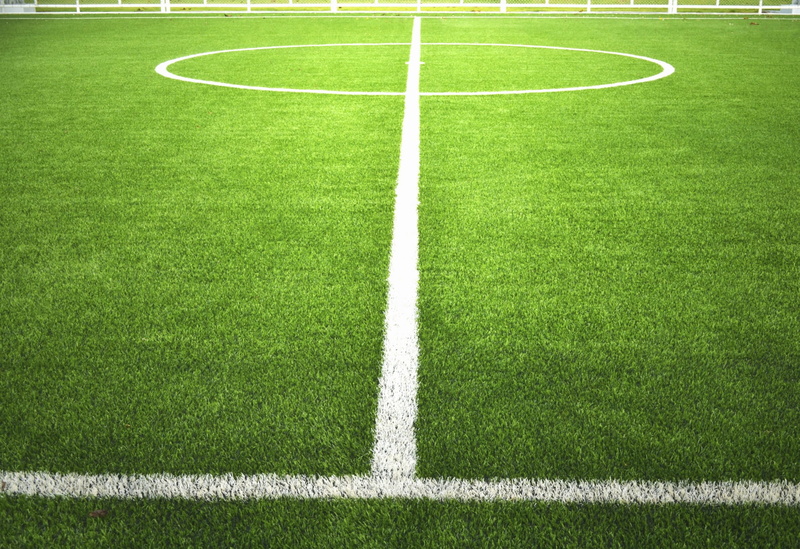 ball, grass, nature, turf, empty, textured effect, land, yard line - sport, green color, soccer field, american football field, clean, playing field, blank