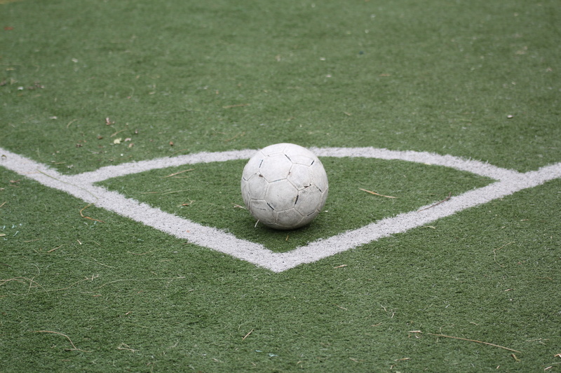 line, soccer field, football, 2K, ball, plant, team sport, no people, yard line - sport, white color, playing field, balance, soccer, nature, outdoors