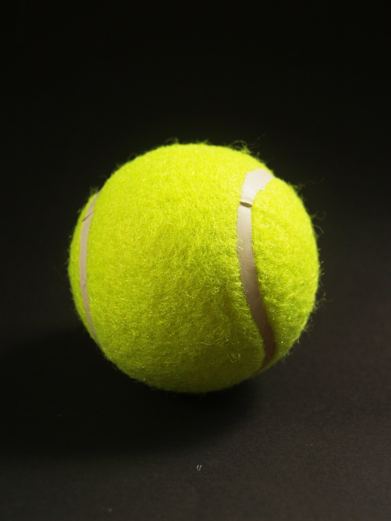 single, tennis, ball, copy space, leisure, green color, playing, sphere, closeup, studio shot, bright, black background, shot, tennis racket, close-up