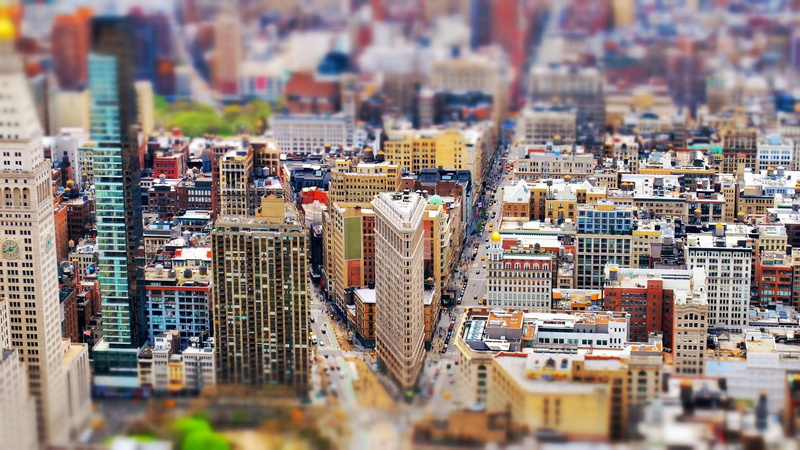 New York City, tilt shift, skyscraper, 1080P, road, building, city, clock tower, cityscape, USA