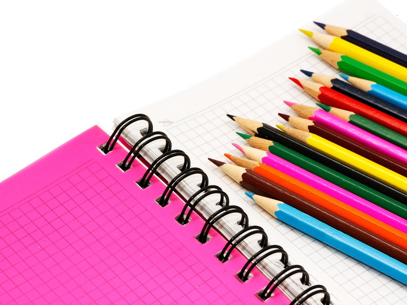backgrounds, spiral, notebook, single Object, equipment, note Pad, picture, colored pencils, education, blue, blank, studio shot, choice, writing instrument