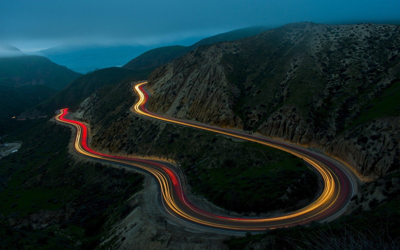 Aerial View, 1080P, road, california, Long Exposure, landscape, Hairpin Turns