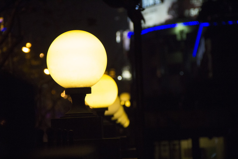 light - natural phenomenon, no people, nightlife, electric lamp, film industry, electric light, technology, round lamp, lighting equipment, guardrail, street view