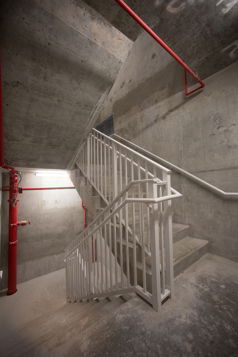 security, protection, handrails, stair rails, empty, no people, red, stairs, steps and staircases, safety, metal, building, absence, indoors, guardrails