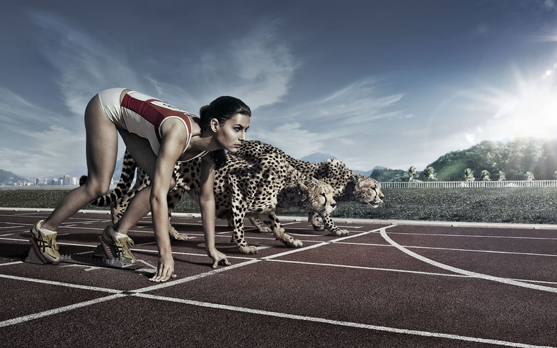 competition, healthy lifestyle, exercising, sport, 2K, preparation, women, digital, art, athlete, young adult, sports race, females, starting line, full length