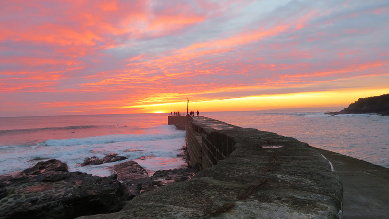 horizon over water, beauty in nature, rock - object, porthleven, sea, tranquil scene, water, tranquility, romantic sky, cloud - sky, land, united kingdom