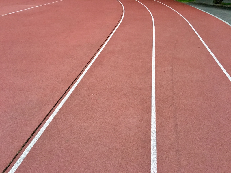 rubber flooring, no people, the way forward, running track, track and field event, Plastic, competitive sport, start block, absence, red, sports ground