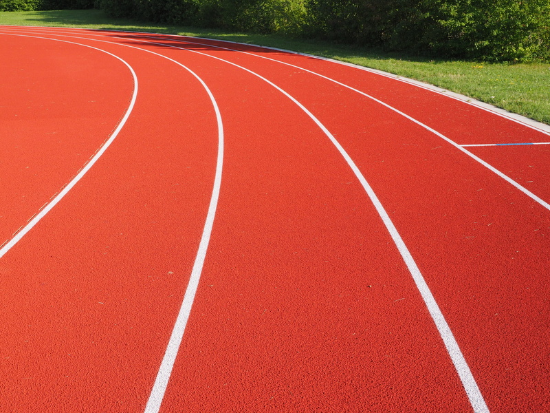 athletics, tartan, fitness, the way forward, plant, sports venue, career, white, track, racecourse, track and field, 4K, high angle view, time, sports track