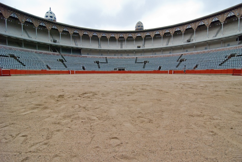 bullfight, competition, spanish, bullfighting, gray, arena, spectacle, architecture, white, pride, cloud - sky, perspective, clouds, absence, bleachers