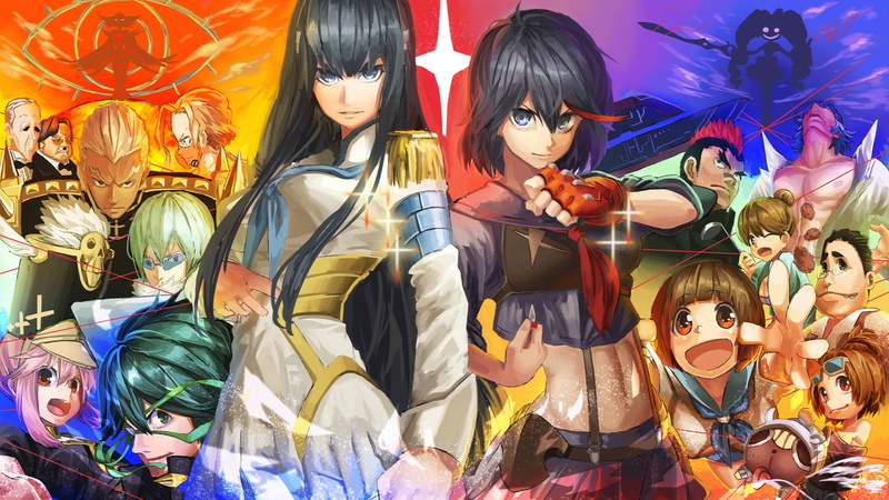 paint, creativity, female likeness, Harime Nui, looking, Kiryuin Satsuki, Jakuzure Nonon, Kiryuin Ragyou, multi colored, choice, Kill la Kill, representation