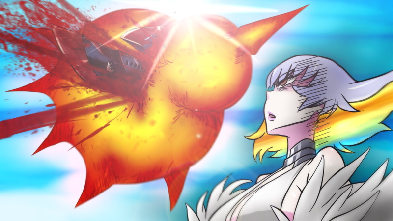 low angle view, animal representation, art and craft, animal themes, 1080P, outdoors, Kiryuin Ragyou, sunlight, creativity, Kill la Kill, close-up, multi colored