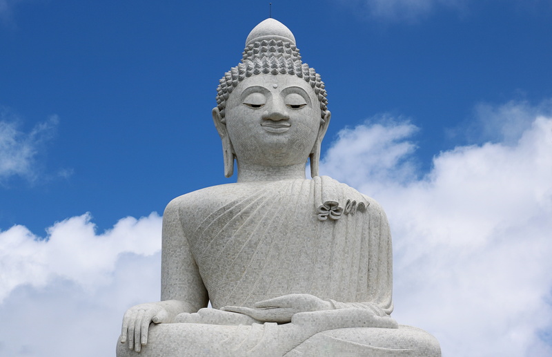 craft, blue, white, belief, big buddha, cloud - sky, human representation, idol, buddha statue, the big buddha of phuket, 5K, buddha, no people, religion