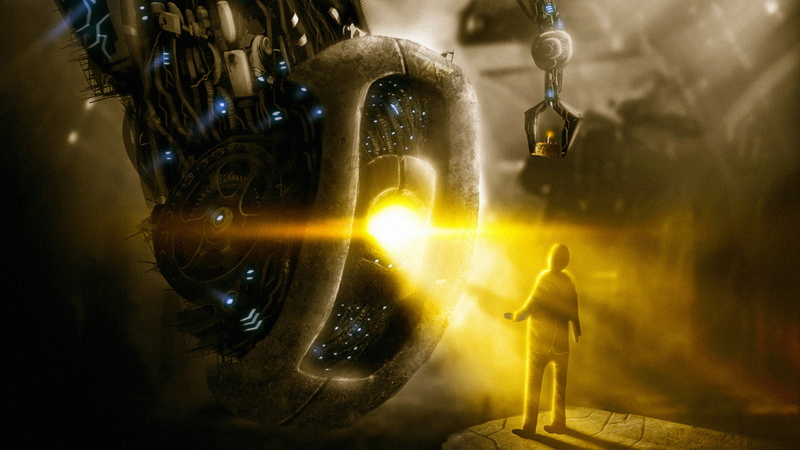 Portal, communication, digital, fiction, character, illuminated, star - space, security, one person, business, Portal 2, mystery, The portal gun