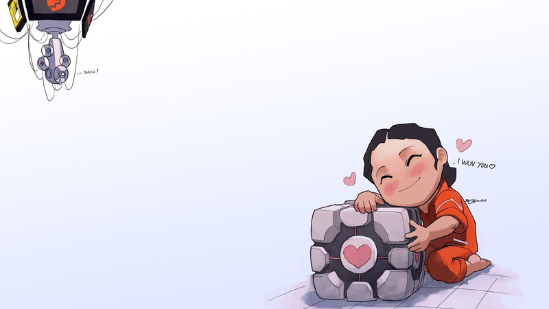 glados, chell, hd, 1080P, wuv, companion cube