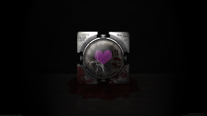 video games, hd, portal, companion, 1080P, cube, black