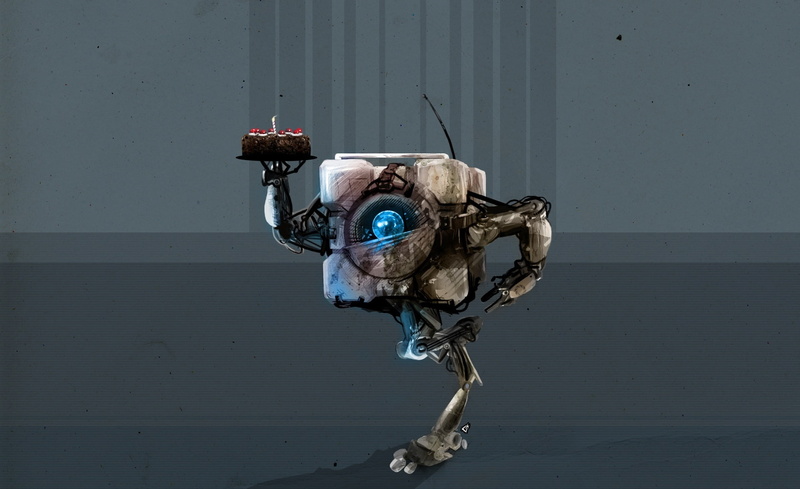 decline, robot, happy, abandoned, representation, no people, damaged, video game, black, day, digital, wall - building feature, architecture, old, weighted companion cube