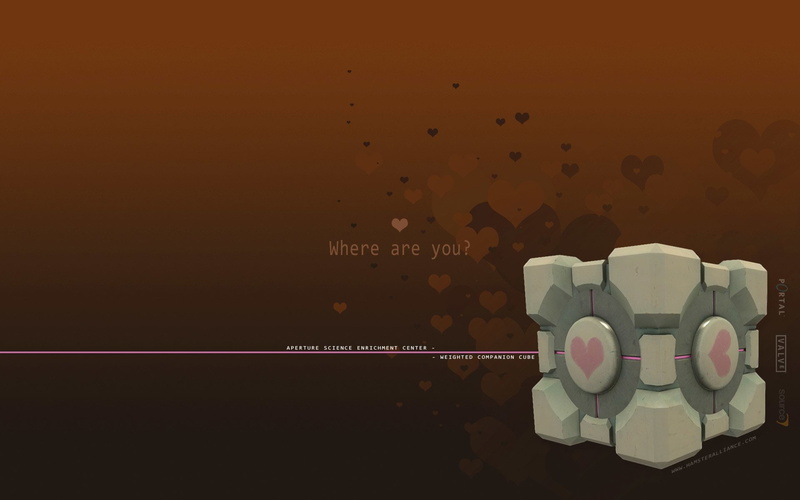 Portal (Video Game), Love, io, arcana, dota, Companion Cube (Portal), Portal, 1080P