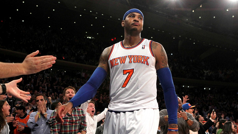 looking, men, stadium, NBA, Carmelo Anthony, event, basketball, crowd, New York Knicks, standing, sportsman, young men, focus on foreground, 2K, New York City